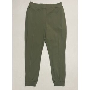 BYLT Womens Elite Pintuck Jogger Pants Green Size Medium Stretch Pockets